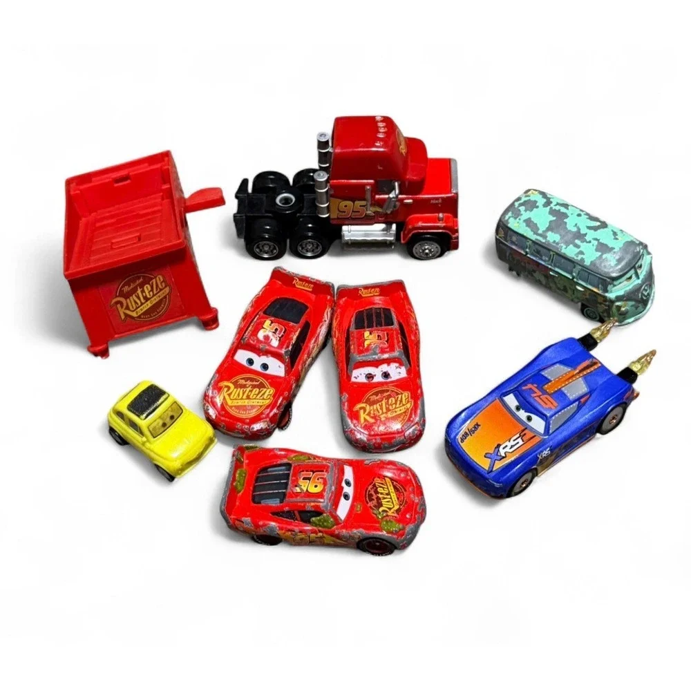 Disney Pixar Cars Diecast Lot Lightning McQueen Mack Fillmore XRS Rust-eze